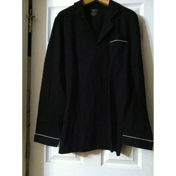 DAVID ARCHY MEN'S NEW BLACK 100%COTTON 2PC PAJAMA SET SIZE: L - Picture 13 of 16